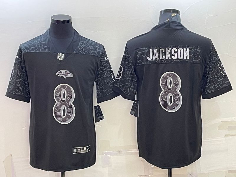 Men Baltimore Ravens 8 Jackson Black Reflector 2022 Nike Limited NFL Jersey